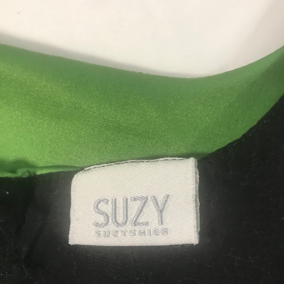 Green & Black Satin Corset-Style Sleeveless Top - Picture 12 of 12